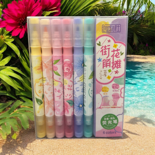 CUTE FLOWERS DOUBLE SIDE HIGHLIGHTERS