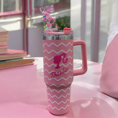 BARBIE 40oz TUMBLER CUP WITH HIGH QUALITY STRAW AND TOPPER