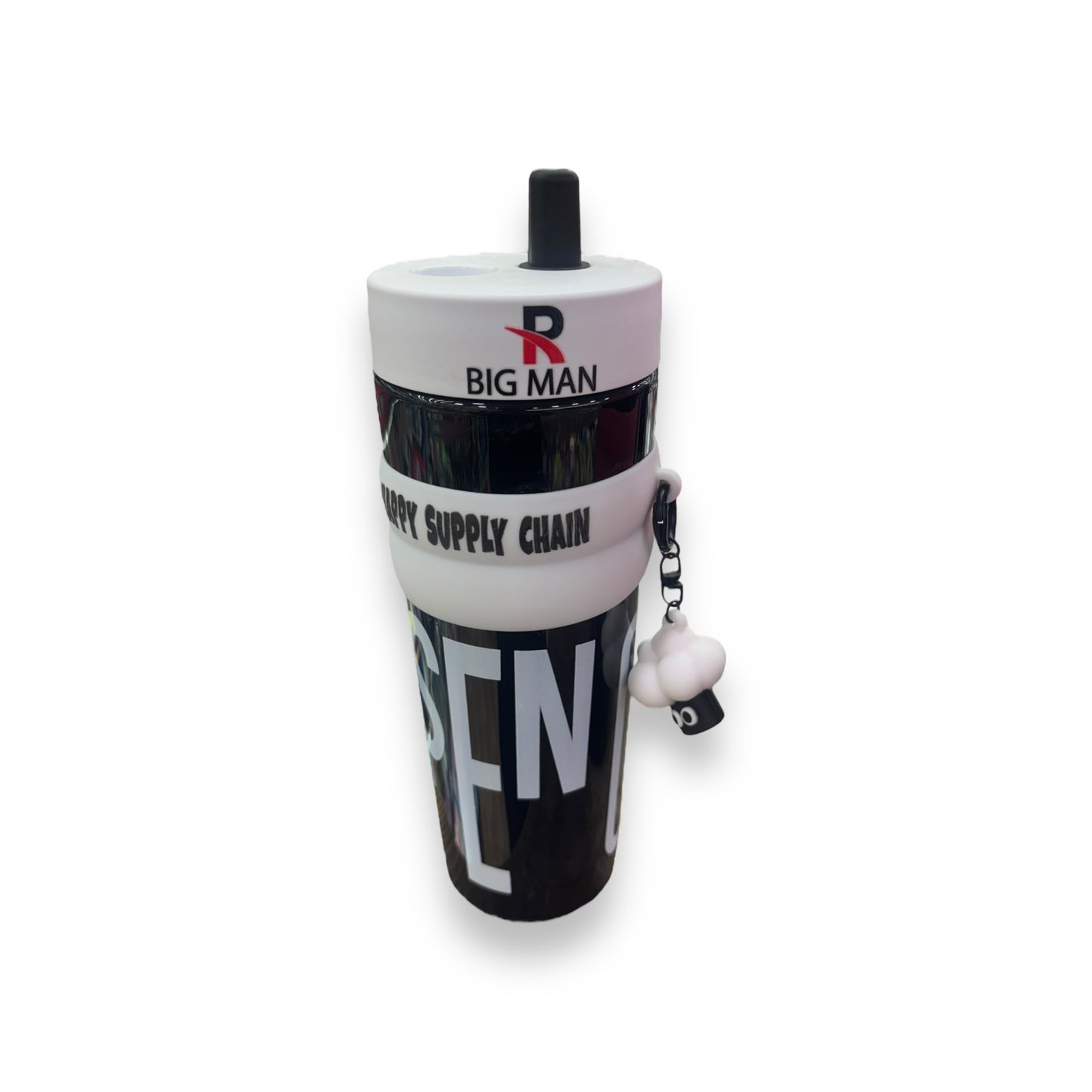 ACRYLIC BLACK HAPPY SUPPLY CHAIN TUMBLER