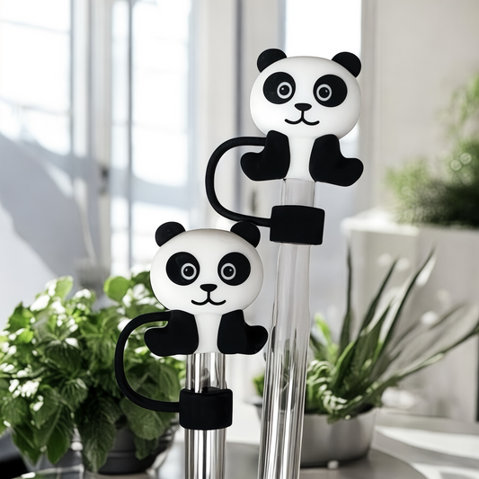 Panda Cartoon Silicone Tumbler Topper/Straw Cover