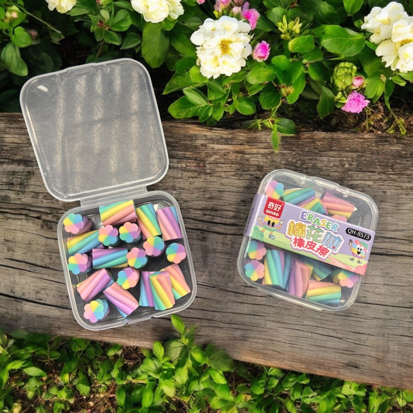 CUTE FLOWER ERASERS SET