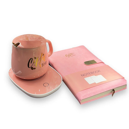 COFFEE Mug With USB Warmer, Notebook and a spoon