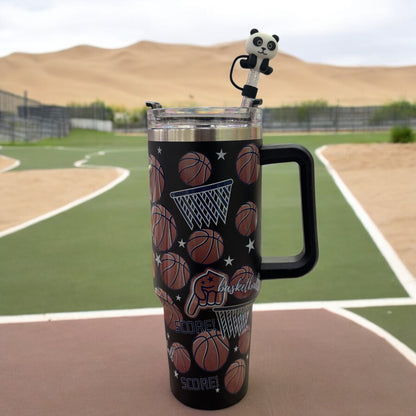 BASKETBALL HOOPS 40oz TUMBLER CUP WITH HIGH QUALITY STRAW AND TOPPER