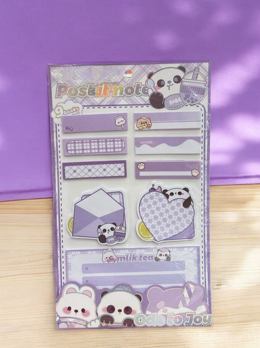 Panda Themed Purple sticky notes pack