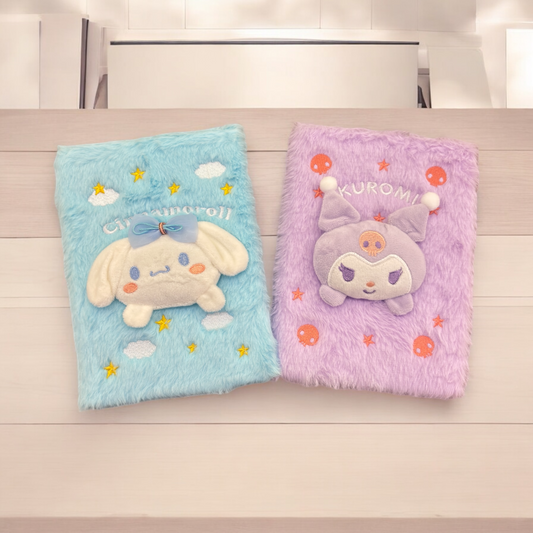 KUROMI AND CINNAMONROLL CUTE FUR NOTEBOOK