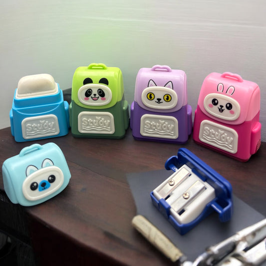 CUTE ANIMALS PENCIL SHARPENER AND EARSER