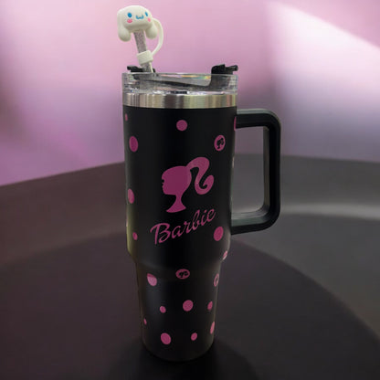 BLACK BARBIE DESIGN 40oz TUMBLER CUP WITH HIGH QUALITY STRAW AND TOPPER